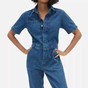 Everlane blue denim short sleeve jumpsuit
